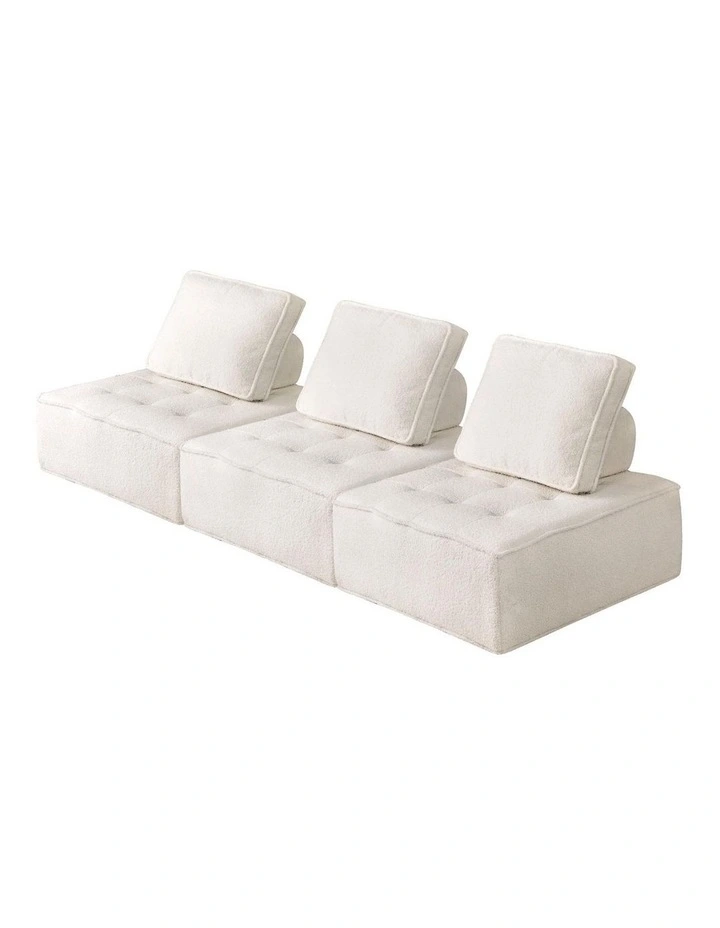 Oikiture 3PCS Modular Sofa Lounge Chair Armless TOFU Back Sherpa White image 1
