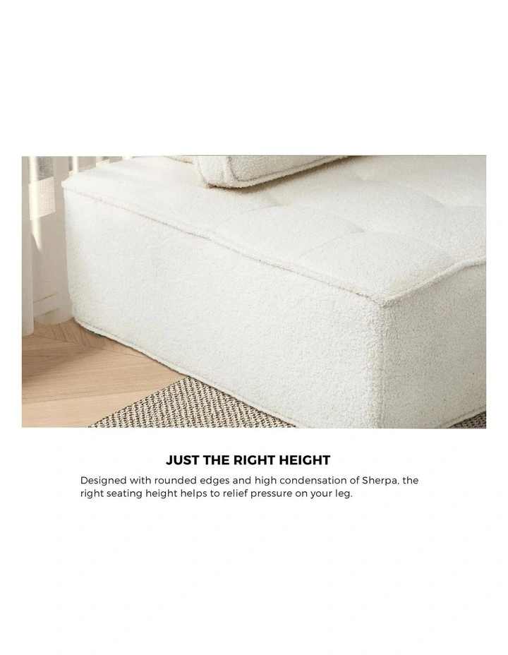 Oikiture 3PCS Modular Sofa Lounge Chair Armless TOFU Back Sherpa White image 7