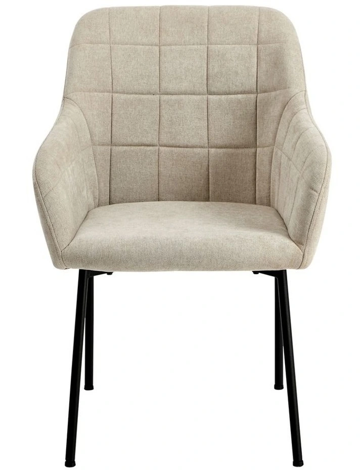 Oikiture 4x Dining Chairs Kitchen Accent Armchairs Linen Fabric Beige image 2