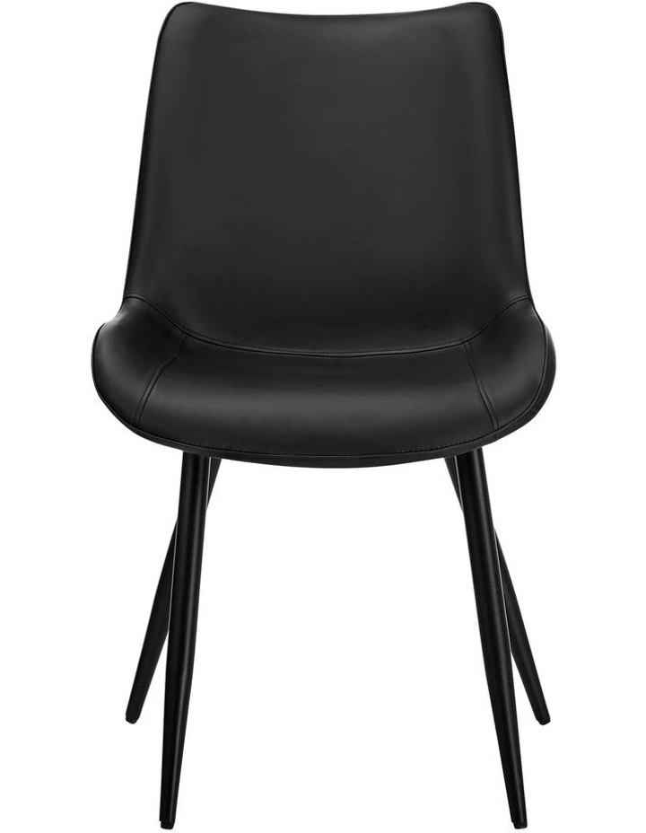 Oikiture 4x Dining Chairs Kitchen Accent Chairs Upholstered PU Leather Black image 2
