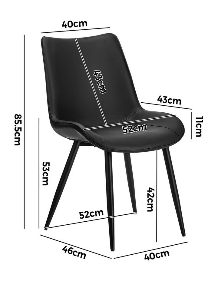 Oikiture 4x Dining Chairs Kitchen Accent Chairs Upholstered PU Leather Black image 3