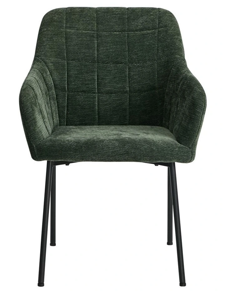Oikiture 4x Dining Chairs Kitchen Accent Armchairs Chenille Fabric Green image 2