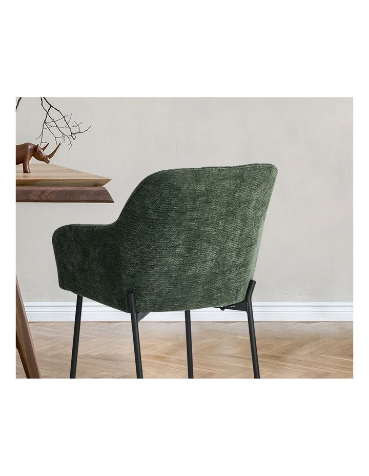 Oikiture 4x Dining Chairs Kitchen Accent Armchairs Chenille Fabric Green image 6
