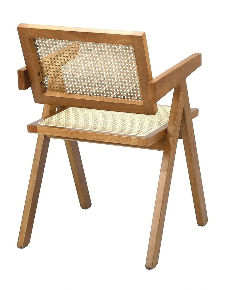 Oikiture 4x Dining Chairs Rattan Chair Wooden Accent Chair Walnut image 2