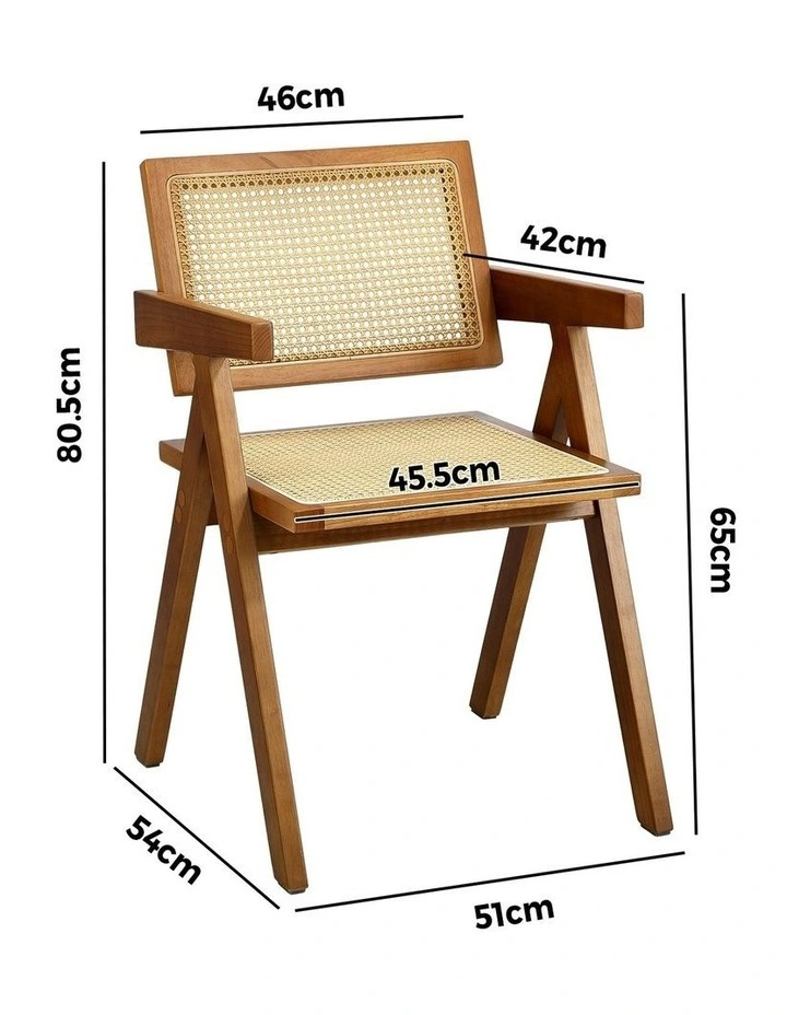 Oikiture 4x Dining Chairs Rattan Chair Wooden Accent Chair Walnut image 3