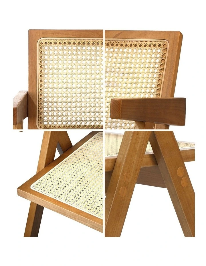 Oikiture 4x Dining Chairs Rattan Chair Wooden Accent Chair Walnut image 6