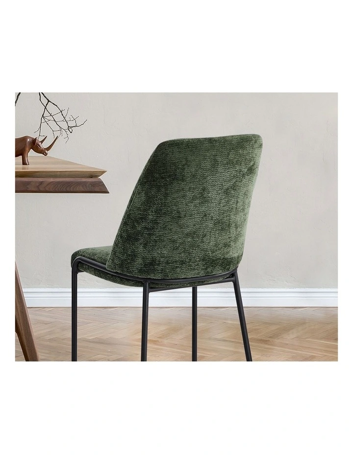 Oikiture Set of 4 Dining Chairs Chenille Fabric Kitchen Chair Padded Seat Green image 6