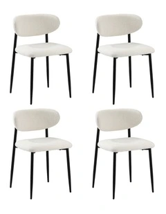 Oikiture 4x Dining Chairs Kitchen Chair Cafe Lounge Chair Boucle Black&White