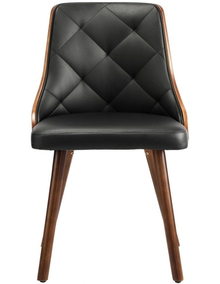 Oikiture 4x Dining Chairs Wooden Chair Kitchen Cafe Faux Leather Padded Black image 2
