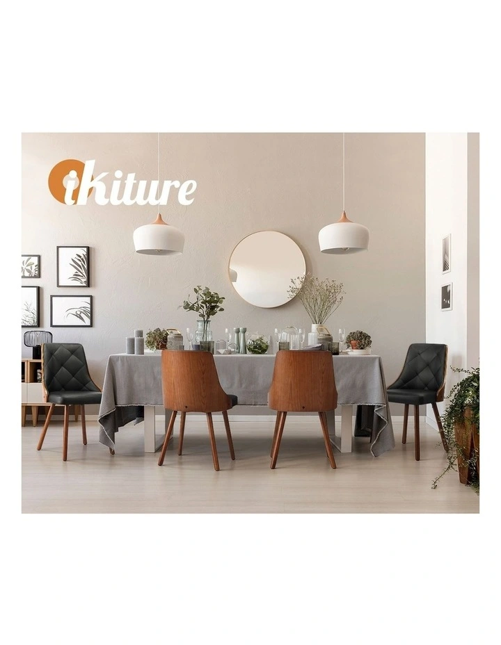 Oikiture 4x Dining Chairs Wooden Chair Kitchen Cafe Faux Leather Padded Black image 7