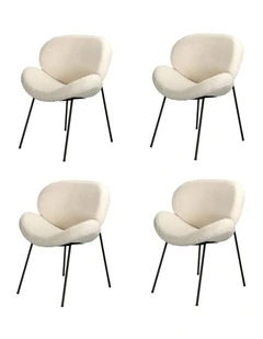 Oikiture 4PCS Armchair Dining Chair Accent Chairs Tub Armchairs Sherpa White
