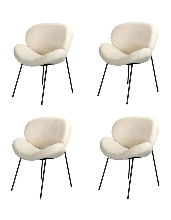 Oikiture 4PCS Armchair Dining Chair Accent Chairs Tub Armchairs Sherpa White image 4