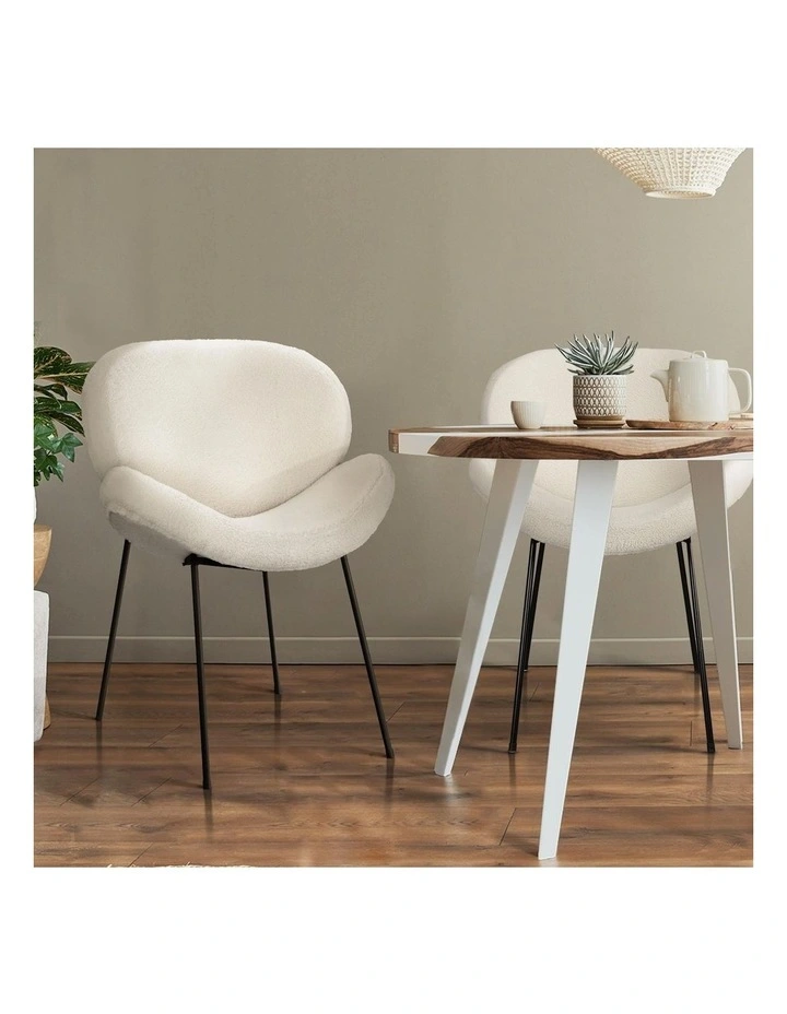 Oikiture 4PCS Armchair Dining Chair Accent Chairs Tub Armchairs Sherpa White image 5