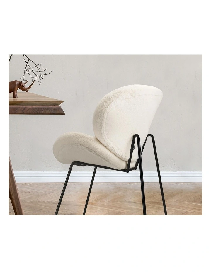 Oikiture 4PCS Armchair Dining Chair Accent Chairs Tub Armchairs Sherpa White image 6