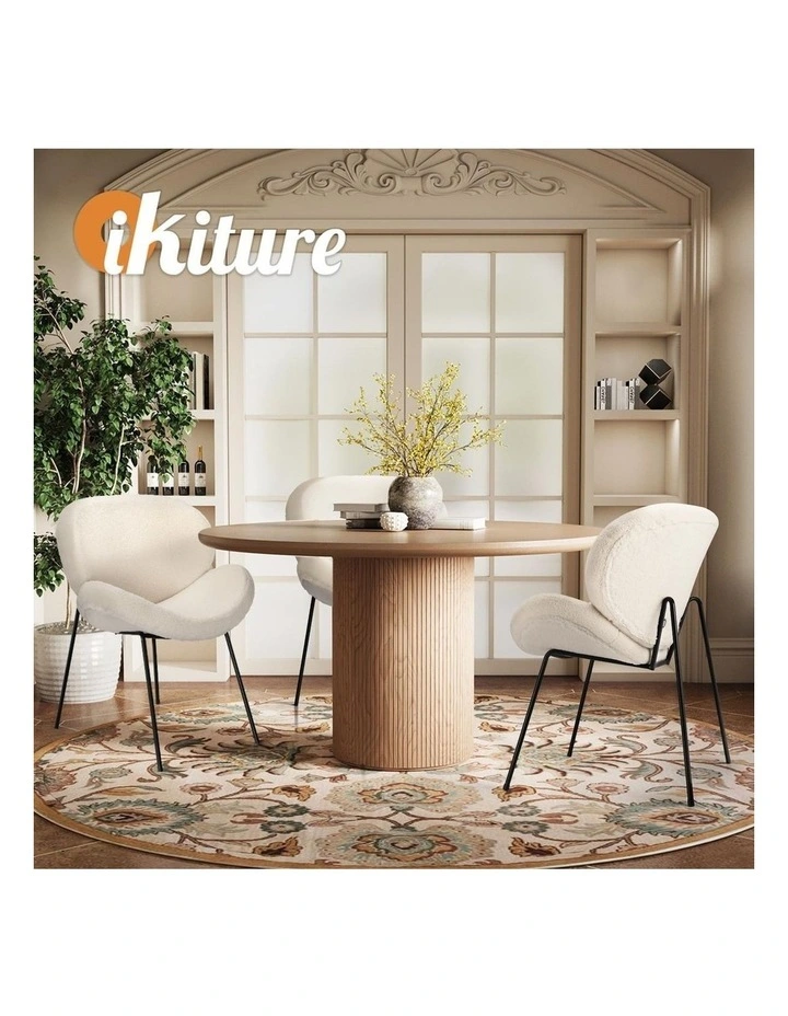 Oikiture 4PCS Armchair Dining Chair Accent Chairs Tub Armchairs Sherpa White image 7