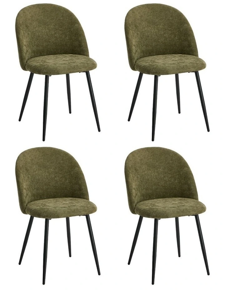 Oikiture 4x Dining Chairs Accent Chair Armchair Kitchen Upholstered Linen Green image 1