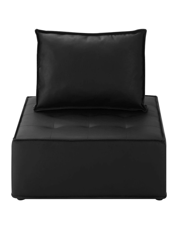 Oikiture 4PC Modular Sofa Lounge Chair Armless TOFU Back PU Leather Black image 2