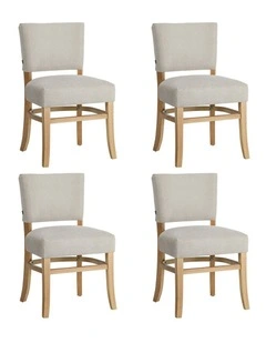 Oikiture 4x Dining Chairs Wooden Kitchen Seat Rubberwood Frame Accent Chair Beige