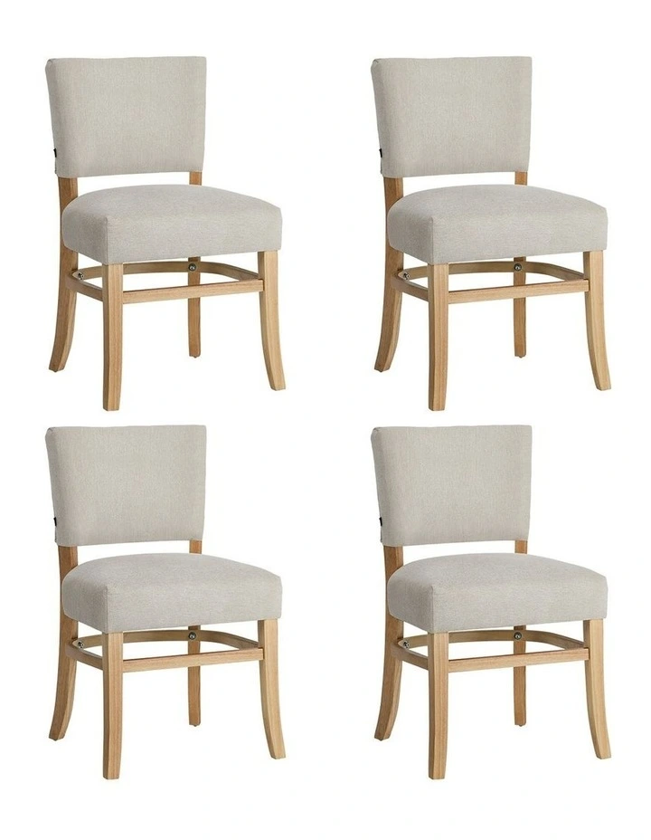 Oikiture 4x Dining Chairs Wooden Kitchen Seat Rubberwood Frame Accent Chair Beige image 1