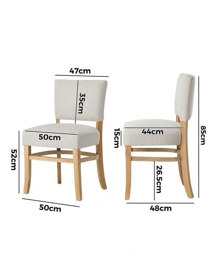 Oikiture 4x Dining Chairs Wooden Kitchen Seat Rubberwood Frame Accent Chair Beige image 3