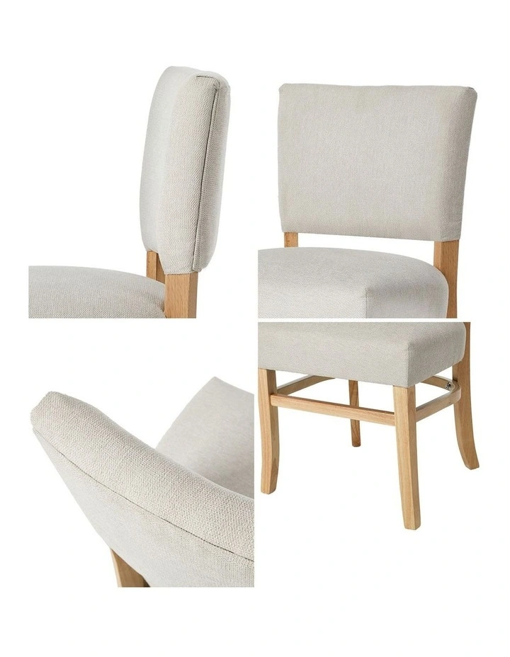 Oikiture 4x Dining Chairs Wooden Kitchen Seat Rubberwood Frame Accent Chair Beige image 6