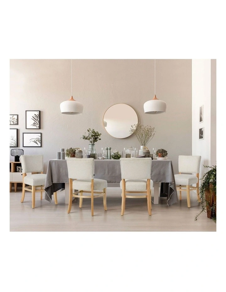 Oikiture 4x Dining Chairs Wooden Kitchen Seat Rubberwood Frame Accent Chair Beige image 7