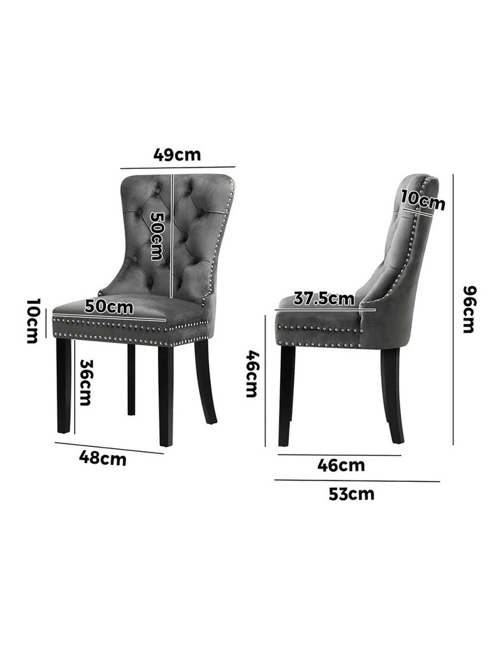 Oikiture 4x Velvet Dining Chairs Upholstered French Provincial Tufted Grey image 3