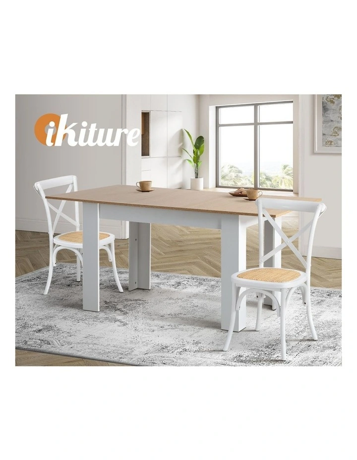 Oikiture 4PCS Crossback Dining Chair Solid Birch Timber Wood Ratan Seat White image 7
