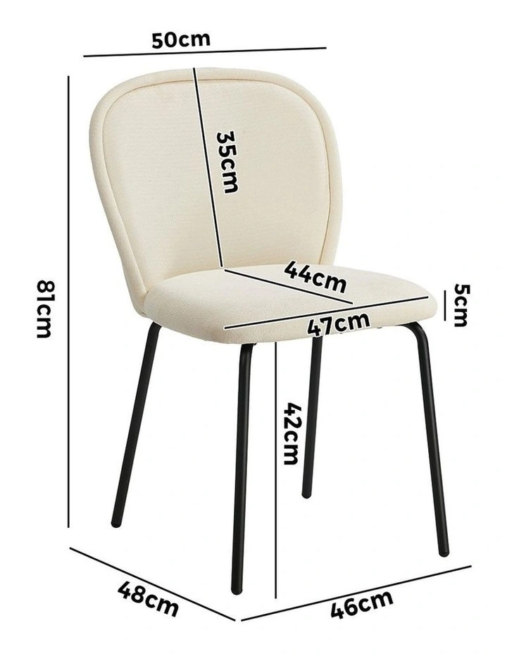 Oikiture 4x Dining Chairs Kitchen Accent Chairs Chenille Pad Metal Legs Beige image 3