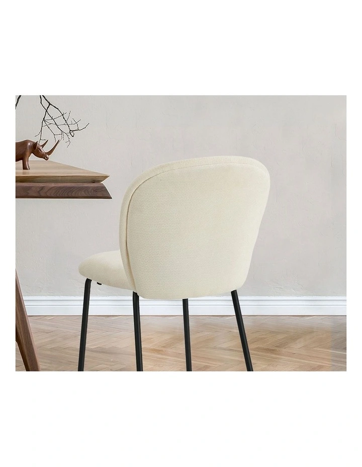 Oikiture 4x Dining Chairs Kitchen Accent Chairs Chenille Pad Metal Legs Beige image 6