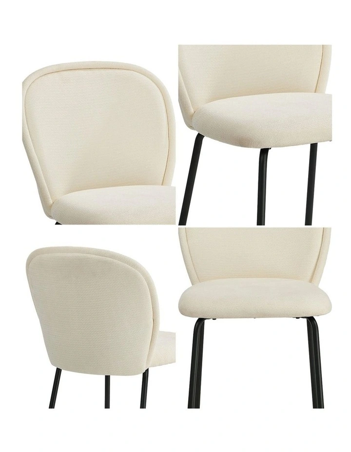 Oikiture 4x Dining Chairs Kitchen Accent Chairs Chenille Pad Metal Legs Beige image 7
