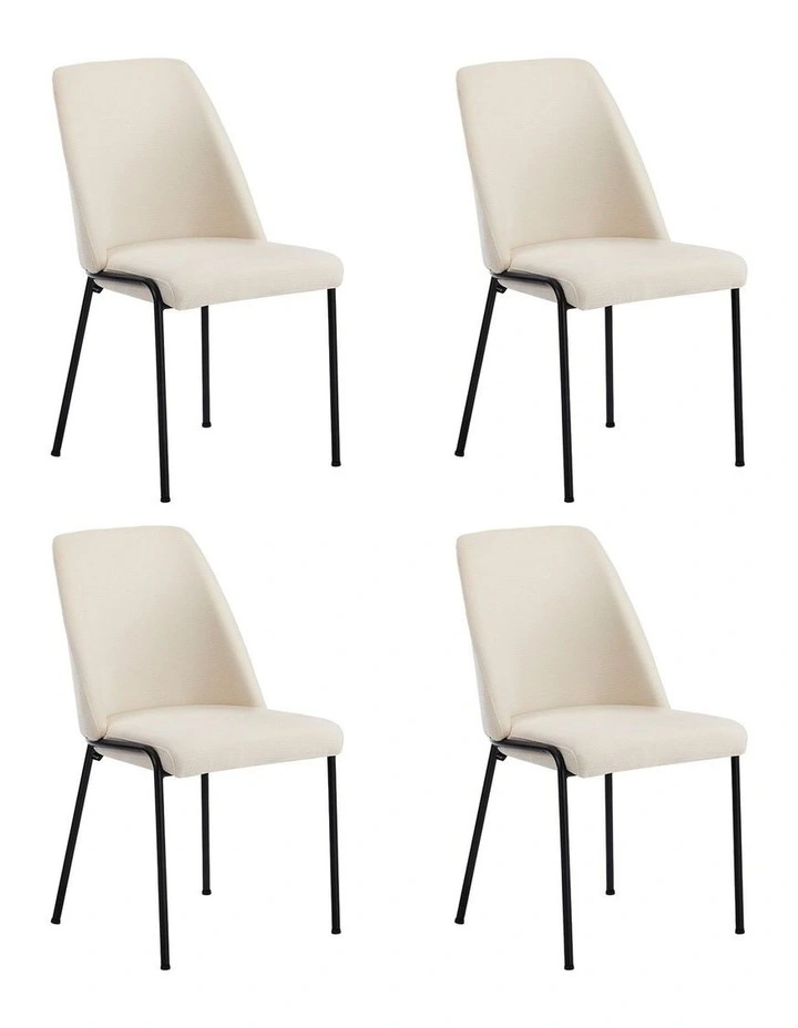 Oikiture Set of 4 Dining Chairs Chenille Fabric Kitchen Chair Padded Seat Beige image 1