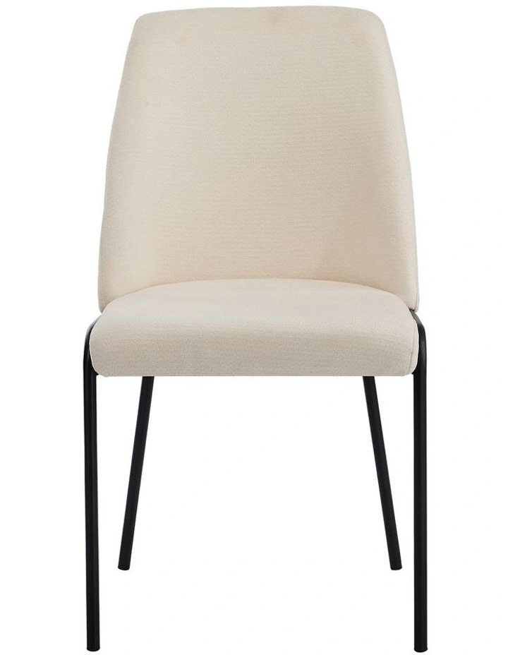 Oikiture Set of 4 Dining Chairs Chenille Fabric Kitchen Chair Padded Seat Beige image 2
