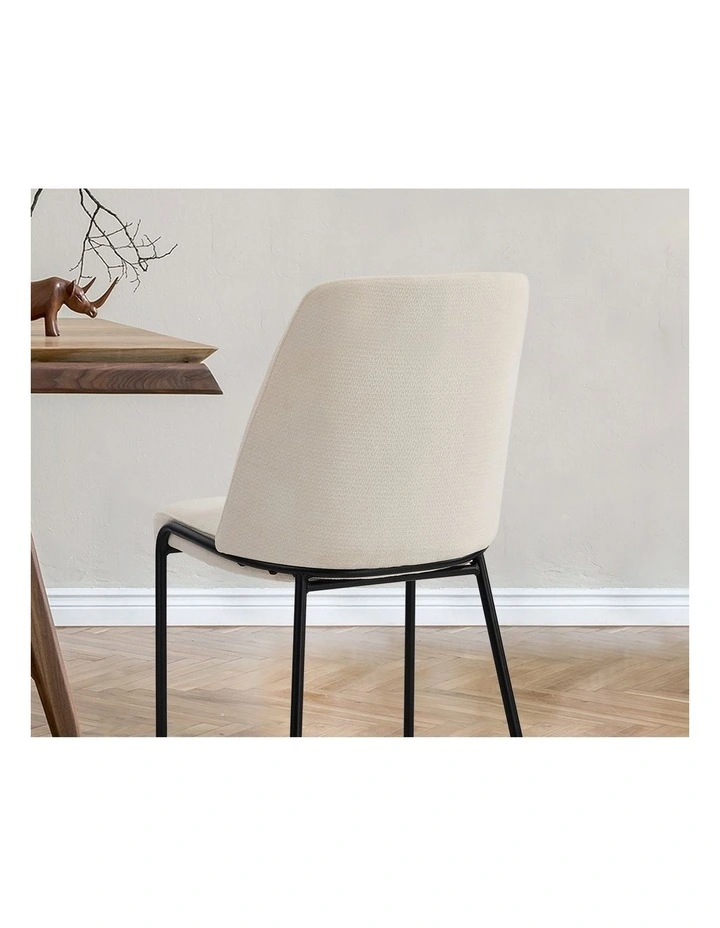 Oikiture Set of 4 Dining Chairs Chenille Fabric Kitchen Chair Padded Seat Beige image 6