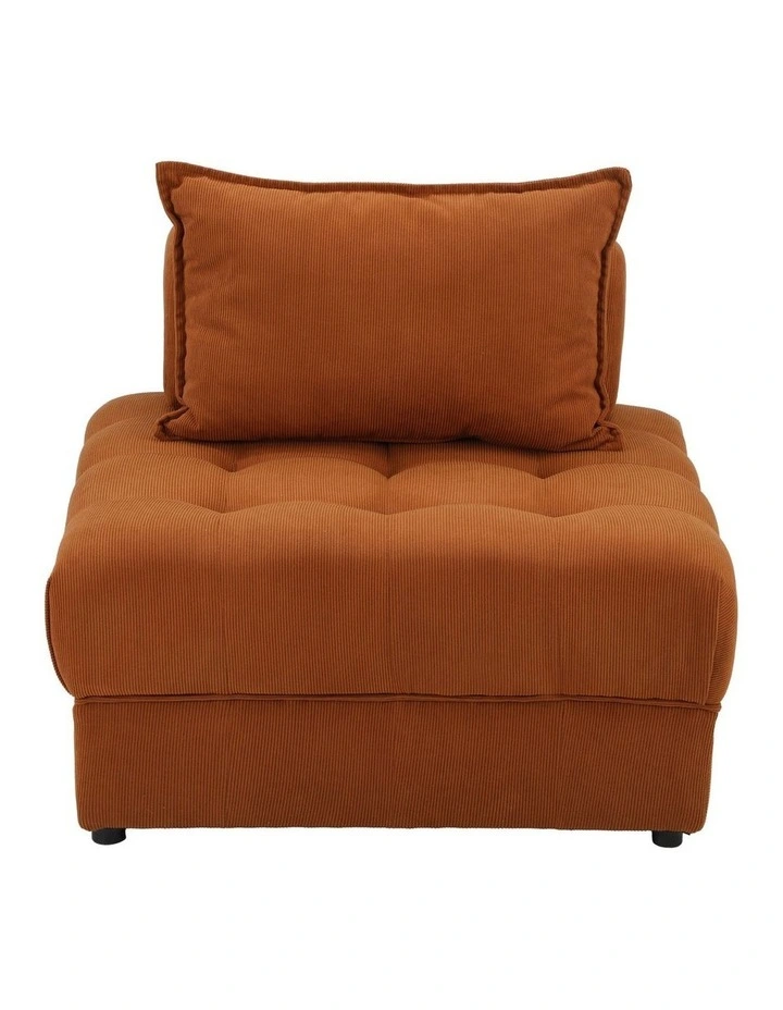 Oikiture 4 Seater Velvet Modular Sofa Lounge Chair Armless TOFU Back Brown image 2