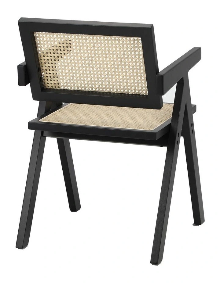 Oikiture 4x Dining Chairs Rattan Chair Wooden Accent Chair Black image 2