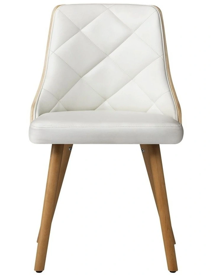Oikiture 4x Dining Chairs Wooden Chair Kitchen Cafe Faux Leather Padded White image 2