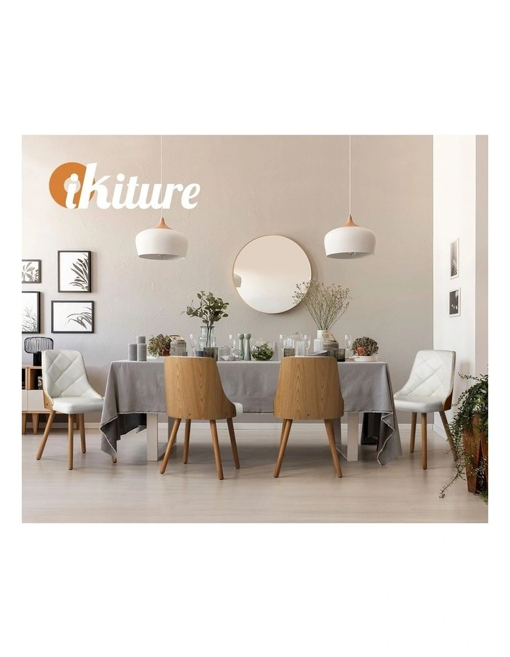 Oikiture 4x Dining Chairs Wooden Chair Kitchen Cafe Faux Leather Padded White image 7