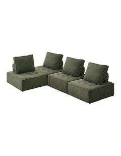 Oikiture 4PCS Modular Sofa Lounge Chair Armless TOFU Back Sherpa Green