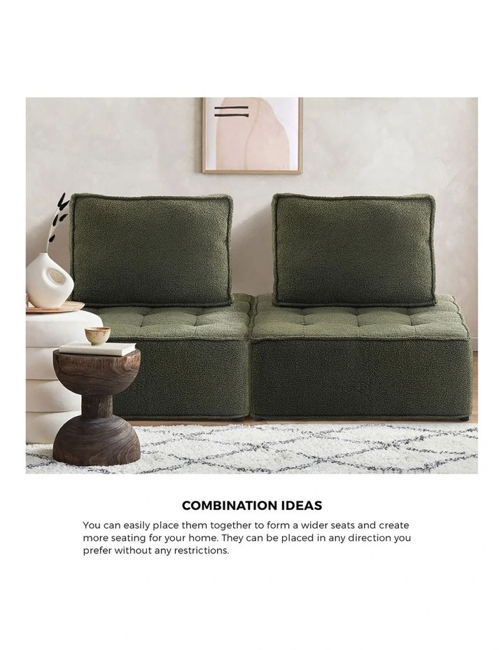 Oikiture 4PCS Modular Sofa Lounge Chair Armless TOFU Back Sherpa Green image 5