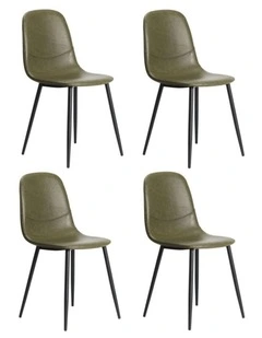 Oikiture 4x Dining Chairs Kitchen Accent Chair Lounge Room PU Leather Green