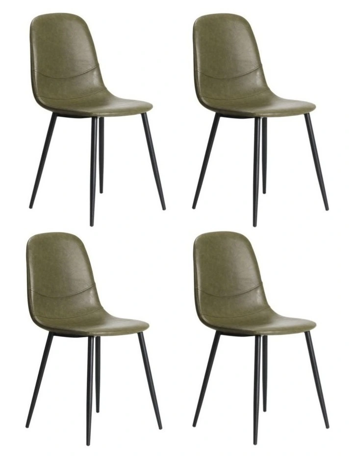 Oikiture 4x Dining Chairs Kitchen Accent Chair Lounge Room PU Leather Green image 4