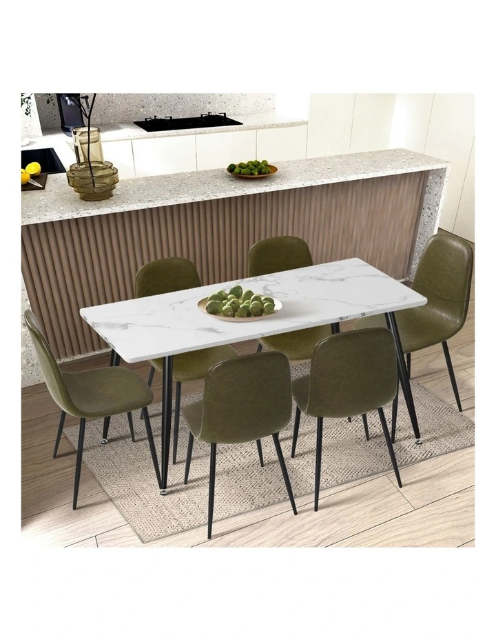 Oikiture 4x Dining Chairs Kitchen Accent Chair Lounge Room PU Leather Green image 5