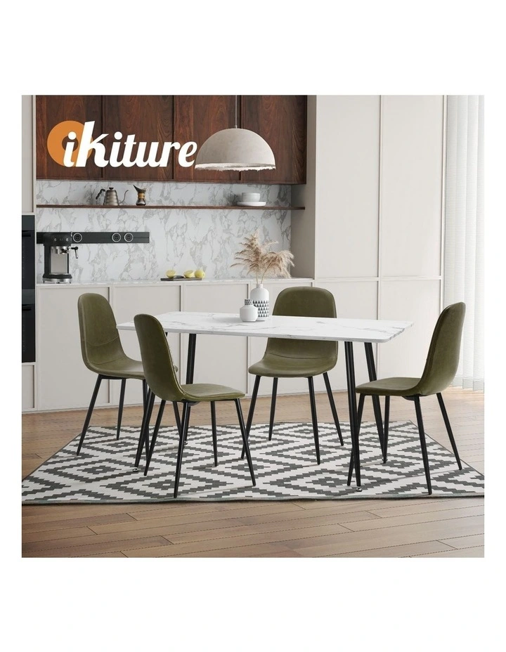 Oikiture 4x Dining Chairs Kitchen Accent Chair Lounge Room PU Leather Green image 7