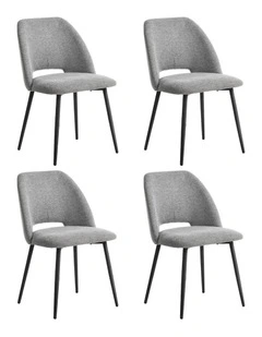 Oikiture 4x Dining Chair Accent Chairs Linen Fabric Grey