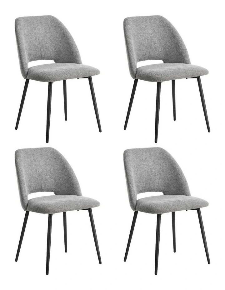 Oikiture 4x Dining Chair Accent Chairs Linen Fabric Grey image 1