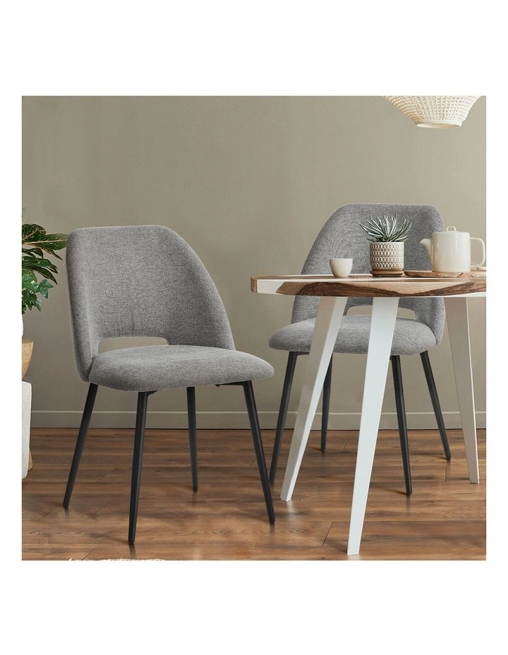 Oikiture 4x Dining Chair Accent Chairs Linen Fabric Grey image 5