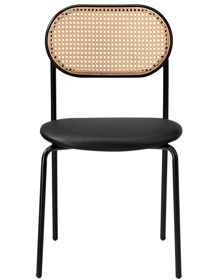 Oikiture 4PCS Dining Chair Accent Chairs Rattan Furniture PU Leather Black image 2
