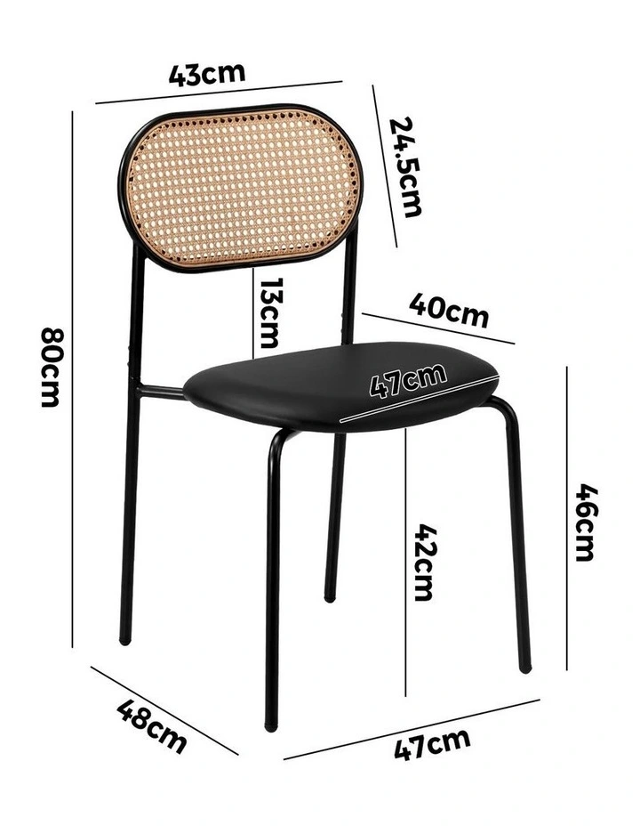 Oikiture 4PCS Dining Chair Accent Chairs Rattan Furniture PU Leather Black image 3