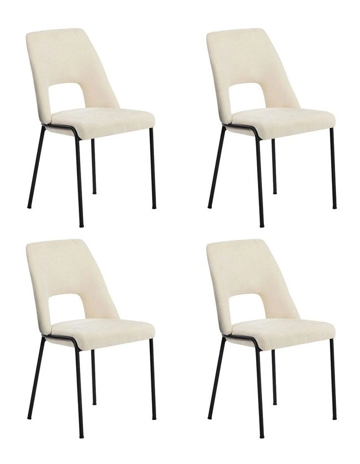 Oikiture 4x Dining Chairs Chenille Fabric Kitchen Side Chair Beige image 1